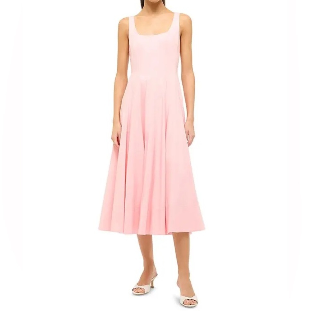 STAUD Pearl Pink Wells Midi Dress